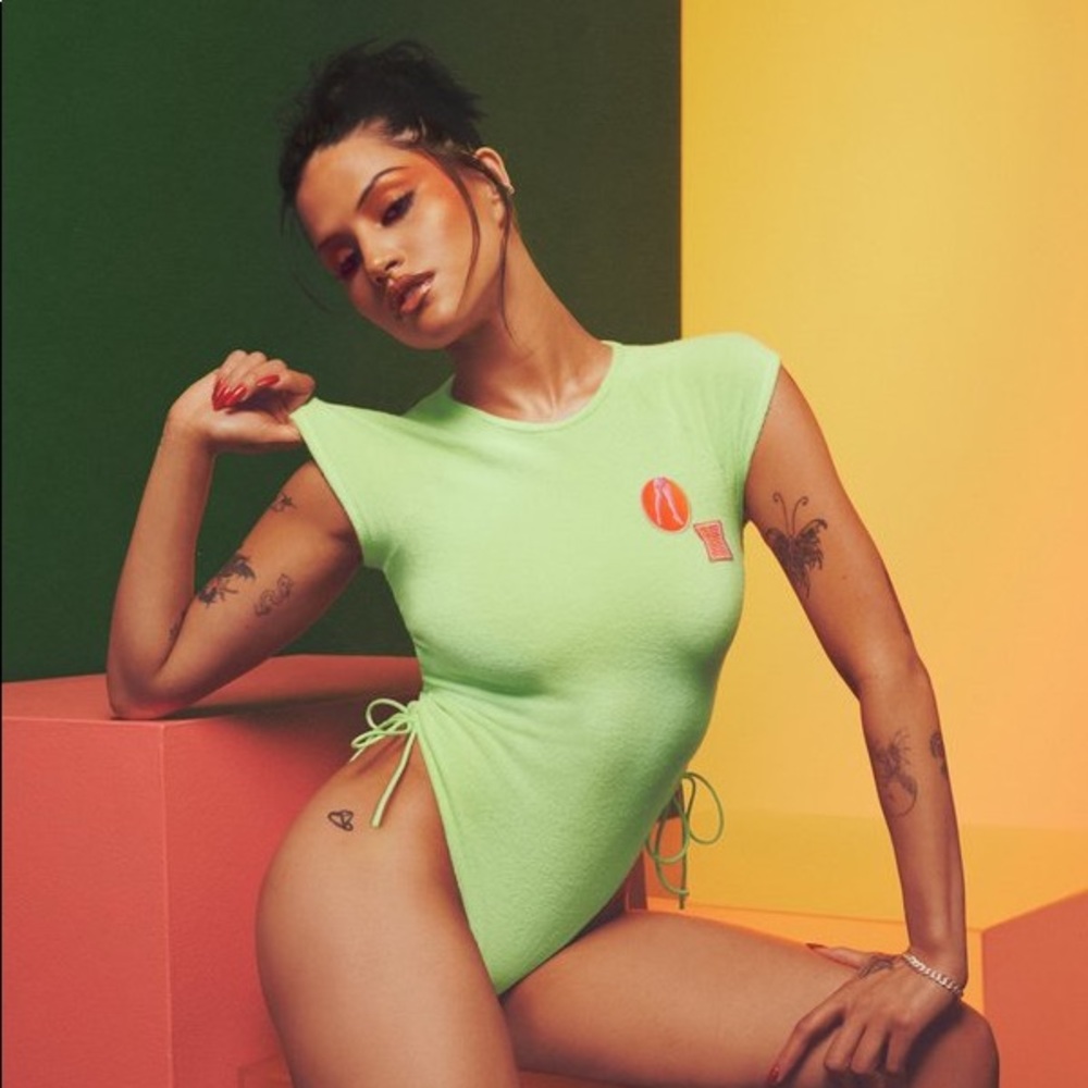 Savage x Fenty 70s Ruched Terry Thong Teddy Bodysuit (Miami Green)